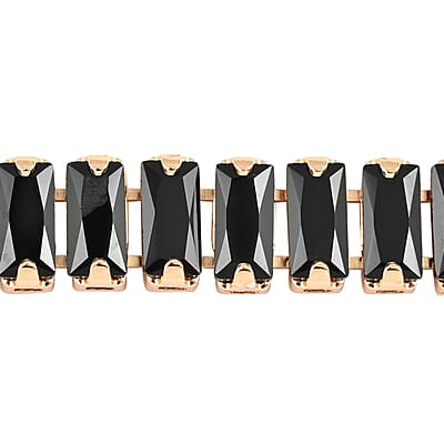Simulated Black Diamond Tennis Bracelet in Goldtone (7.00 In) 31.50 ctw