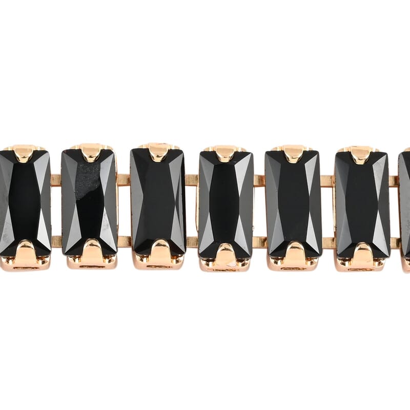 Simulated Black Diamond Tennis Bracelet in Goldtone (7.00 In) 31.50 ctw
