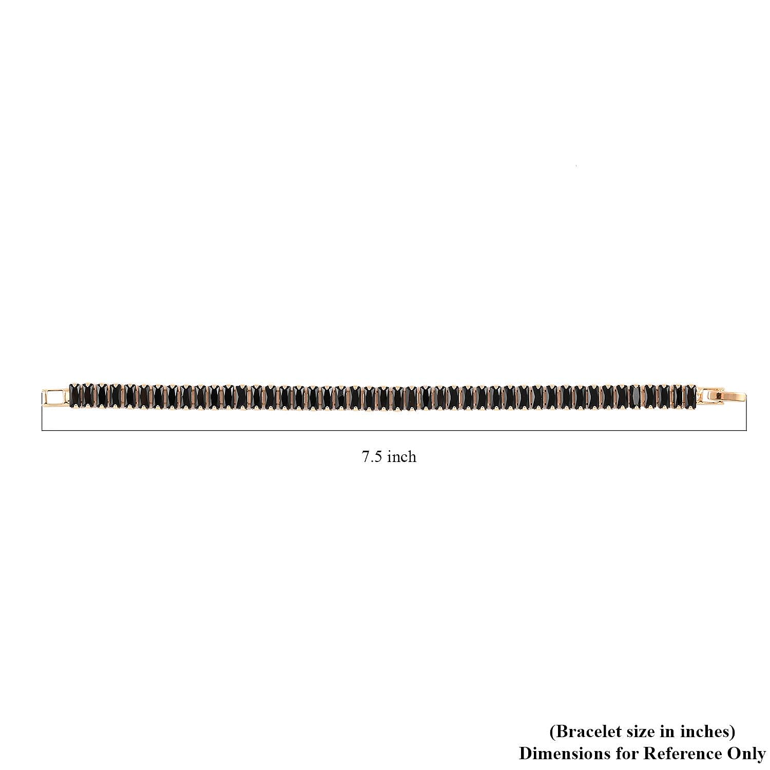 Simulated Black Diamond Tennis Bracelet in Goldtone (7.00 In) 31.50 ctw