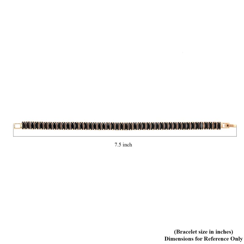 Simulated Black Diamond Tennis Bracelet in Goldtone (7.00 In) 31.50 ctw