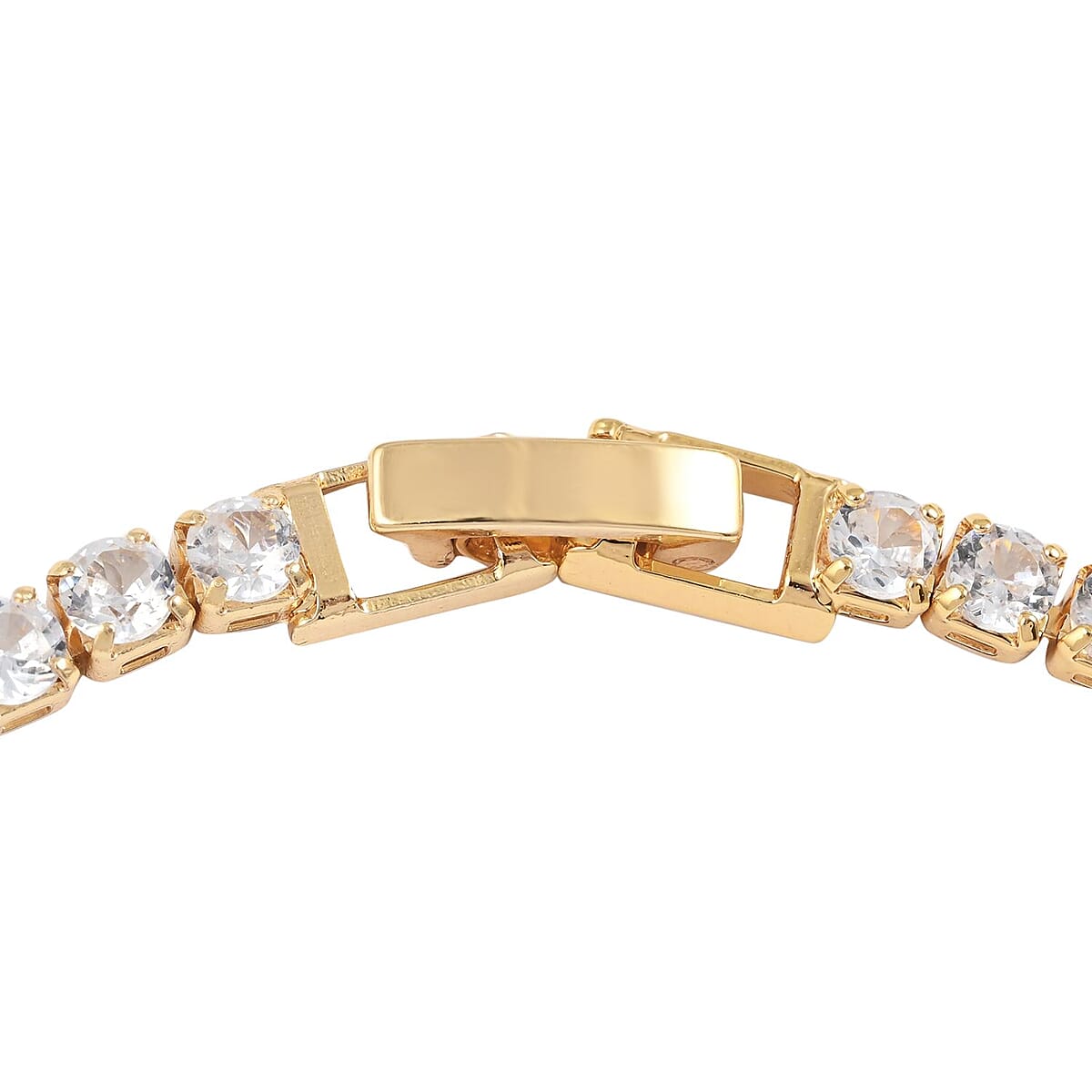 Simulated Diamond Tennis Bracelet in Goldtone (7.00 In) 8.00 ctw image number 3