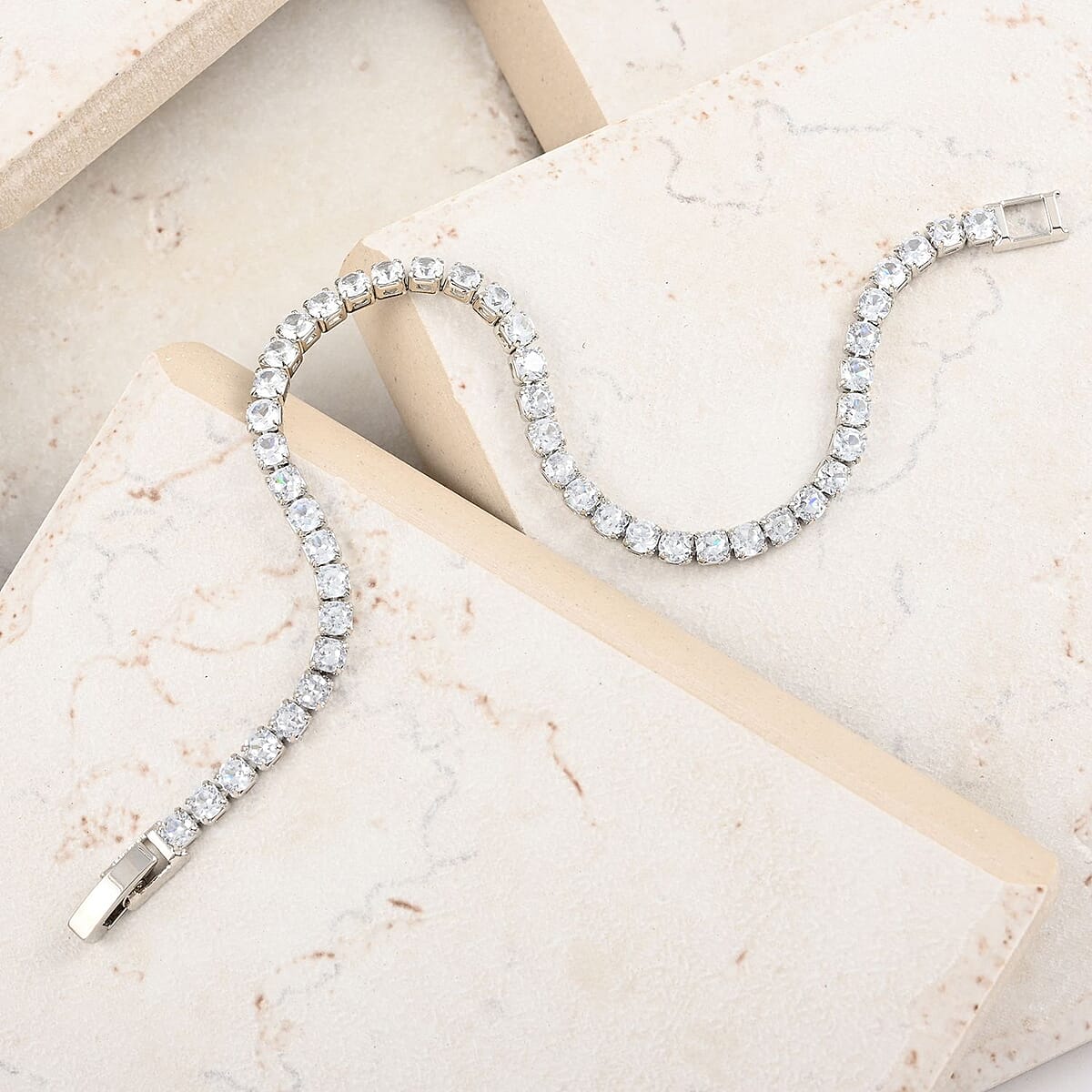 Simulated Diamond Tennis Bracelet in Silvertone (7.00 In) 8.00 ctw image number 1