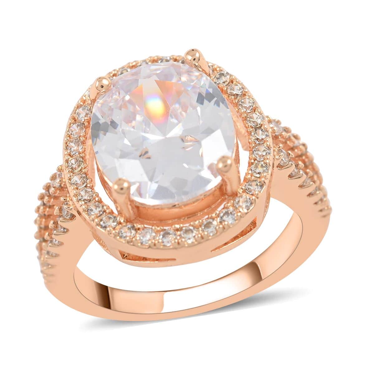 Simulated Diamond Halo Ring in Rosetone 9.10 ctw image number 0