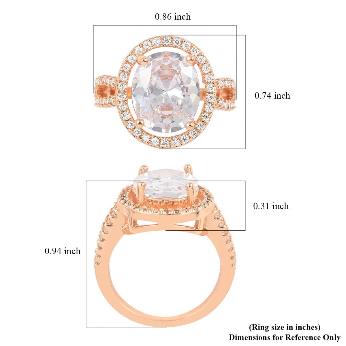 Simulated Diamond Halo Ring in Rosetone 9.10 ctw image number 4