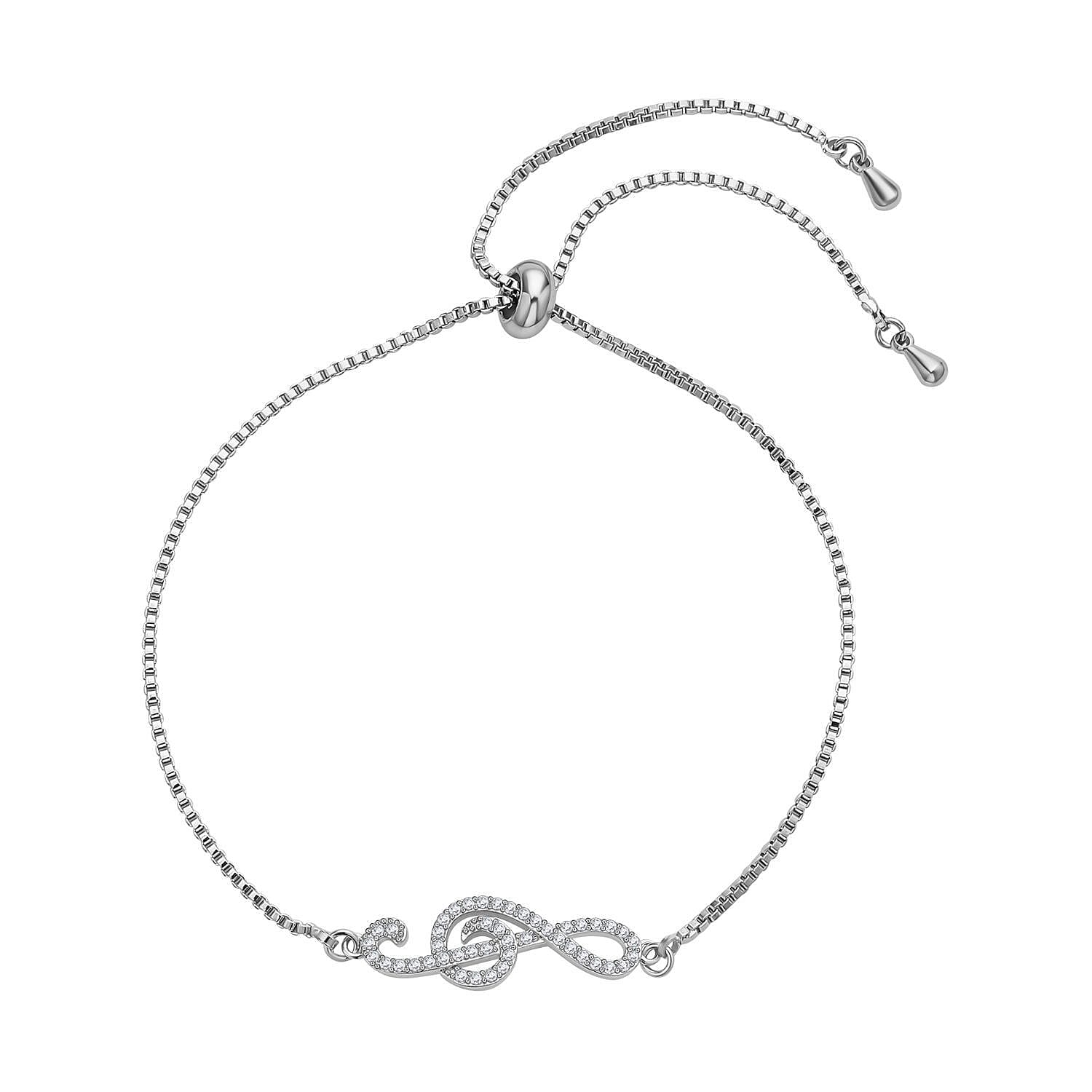 Simulated Diamond Bracelet in Platinum Bond (Adjustable)