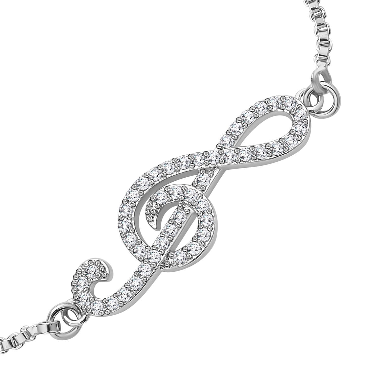 Simulated Diamond Bracelet in Platinum Bond (Adjustable)