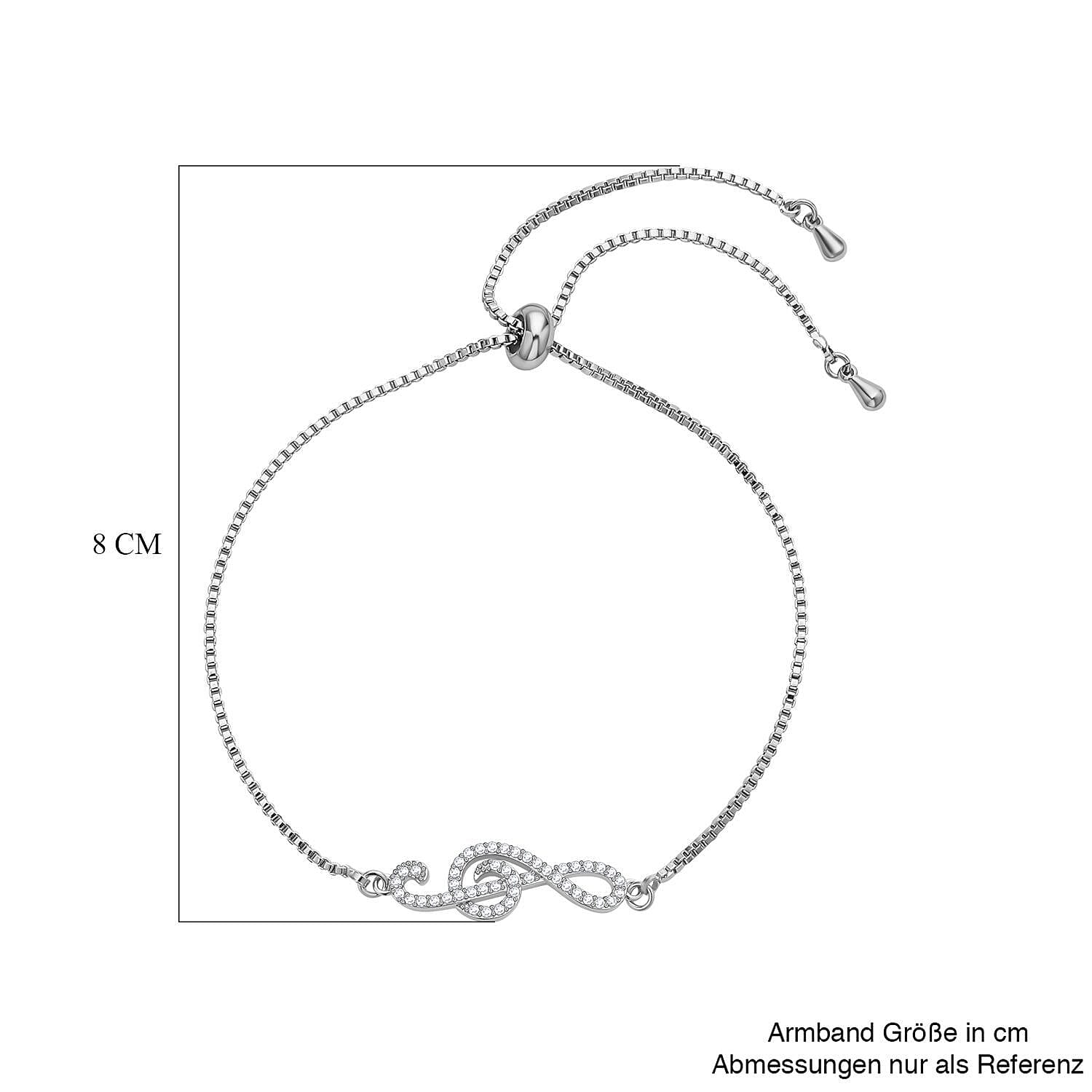 Simulated Diamond Bracelet in Platinum Bond (Adjustable)