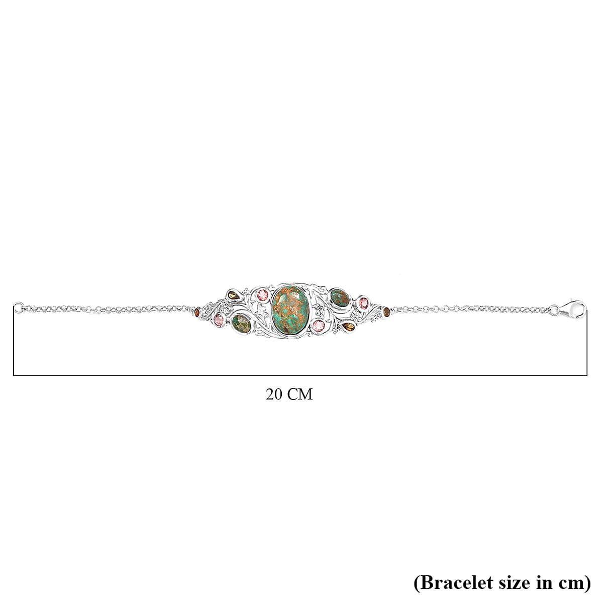 Sierra Nevada Turquoise and Multi-Tourmaline Fancy Bracelet in Platinum Over Sterling Silver (7.50 In) 12.00 ctw image number 4