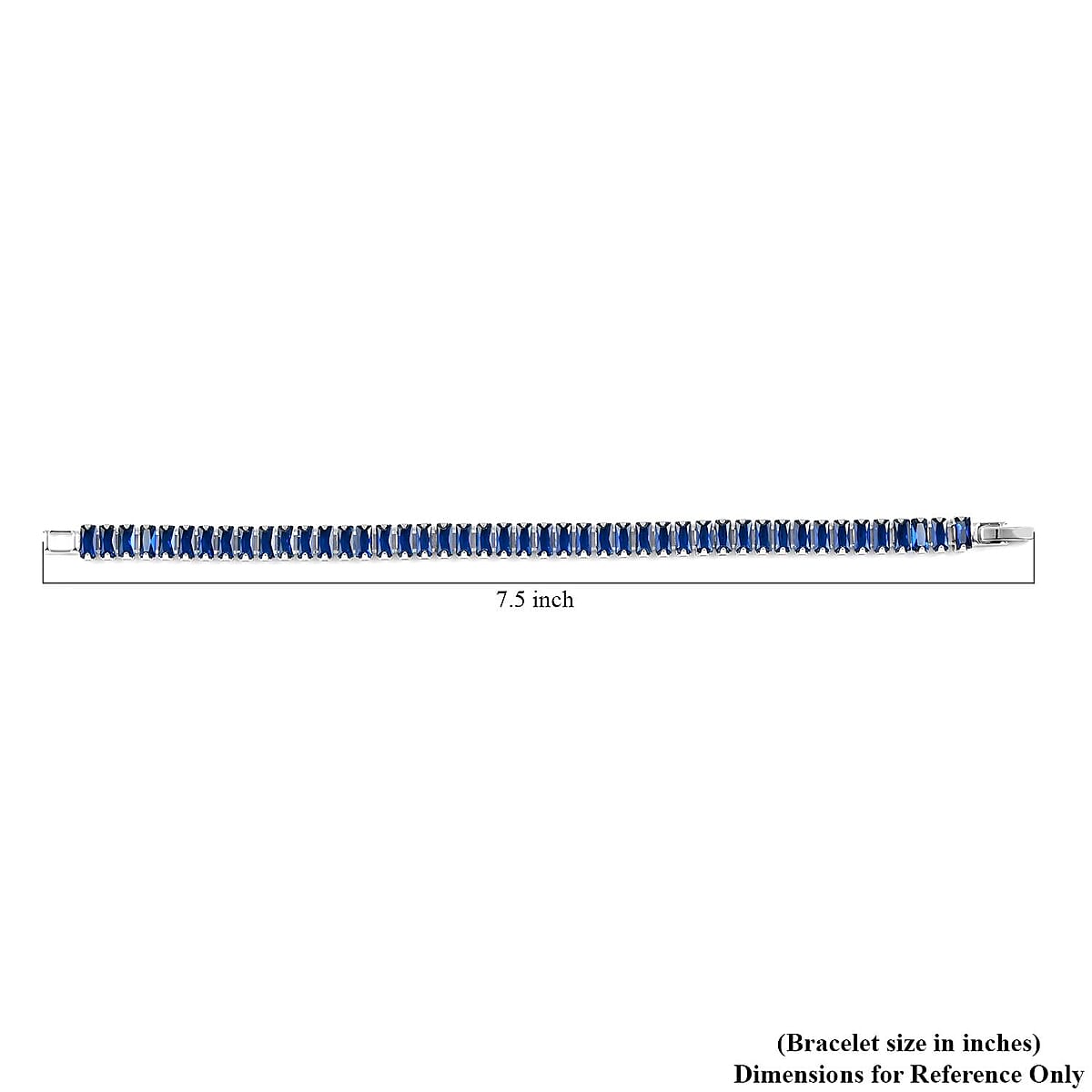 Simulated Dark Blue Diamond Tennis Bracelet in Silvertone (7.00 In) 31.50 ctw image number 4