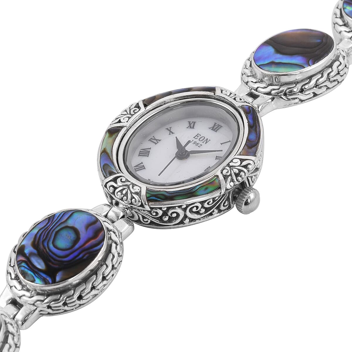 Doorbuster BALI LEGACY EON 1962 Abalone Shell Swiss Movement Watch in Sterling Silver (7.50 In) (25 g) (26mm) image number 3