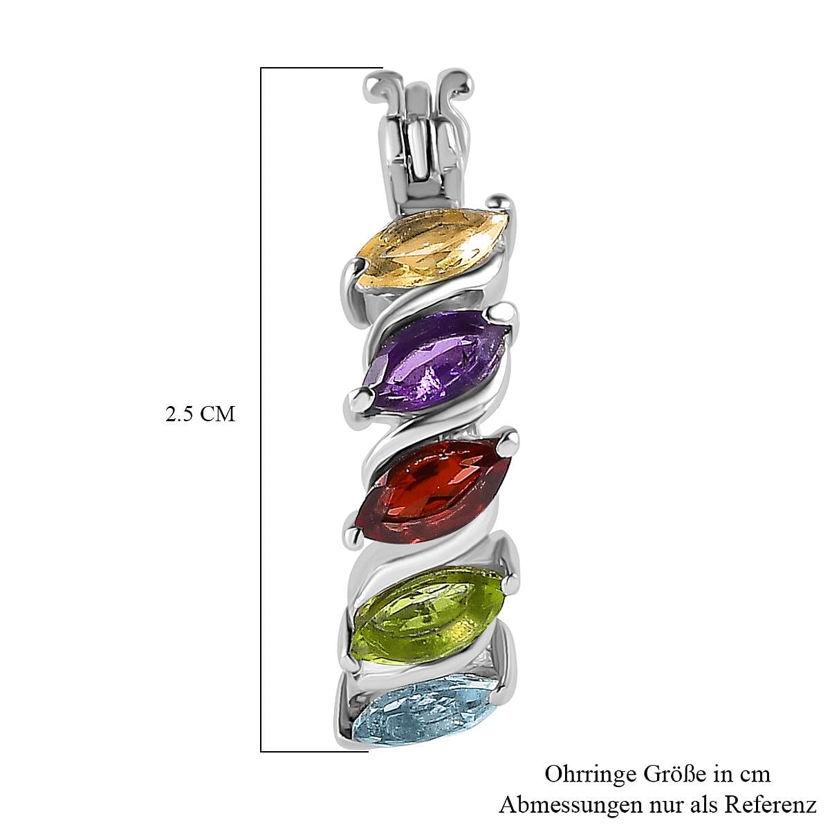 Multi Gemstone Hoop Earrings in Stainless Steel 2.50 ctw | Tarnish-Free, Waterproof, Sweat Proof Jewelry