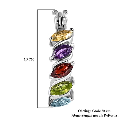 Multi Gemstone Hoop Earrings in Stainless Steel 2.50 ctw | Tarnish-Free, Waterproof, Sweat Proof Jewelry