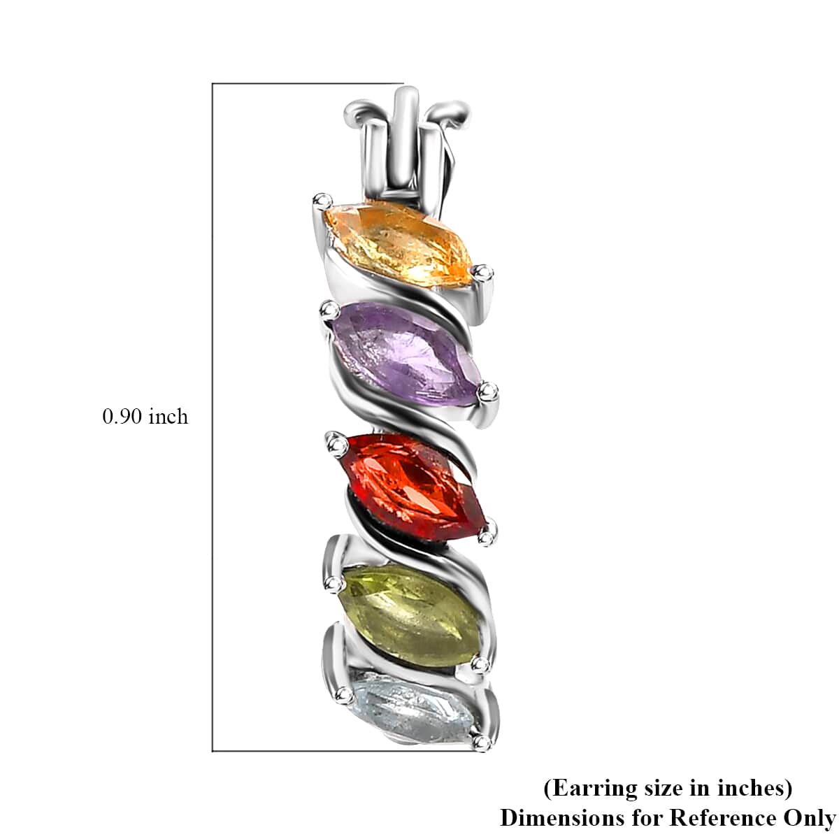 Multi Gemstone Hoop Earrings in Stainless Steel 2.50 ctw image number 4