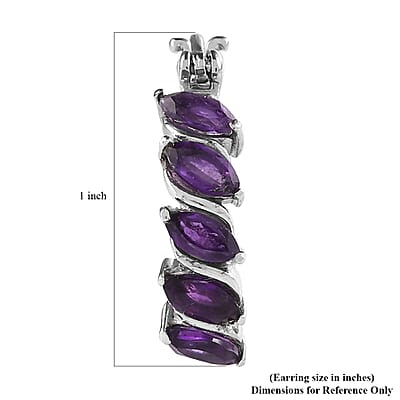 African Amethyst Hoop Earrings in Stainless Steel 2.00 ctw