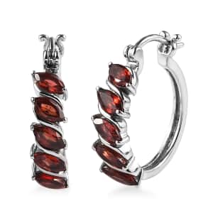 Mozambique Garnet Hoop Earrings in Stainless Steel 3.20 ctw | Tarnish-Free, Waterproof, Sweat Proof Jewelry