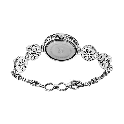 Bali Legacy Eon 1962 Sleeping Beauty Turquoise Swiss Movement Bracelet Watch in Sterling Silver (7.0-8.0Inches) (26mm) 3.70 ctw