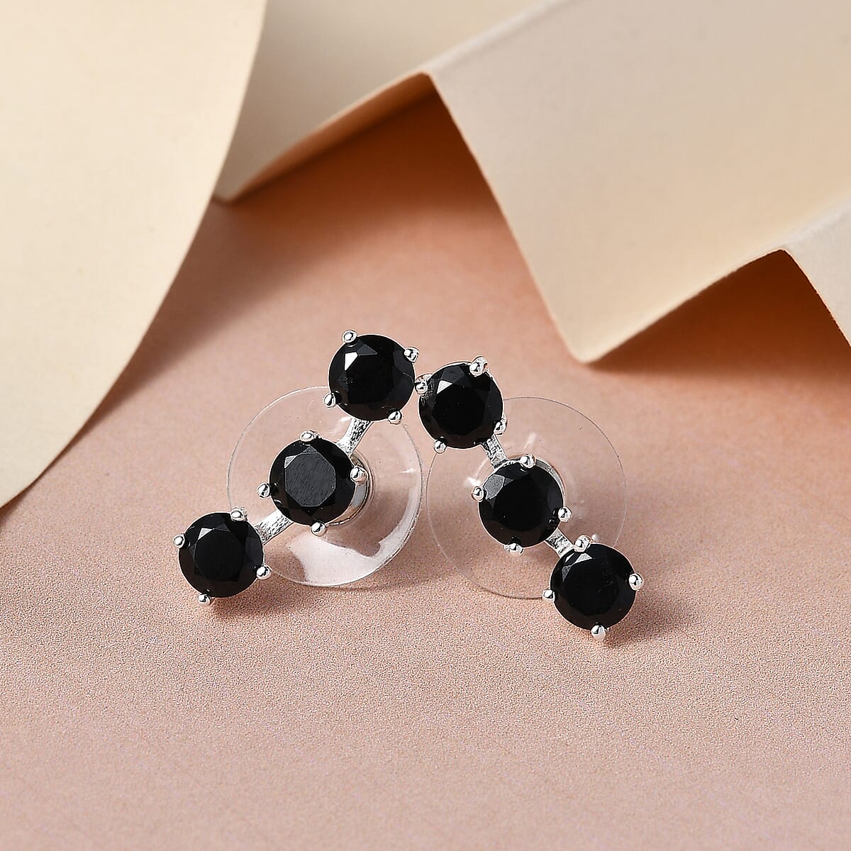 Thai Black Spinel Earrings in Sterling Silver 3.90 ctw image number 1