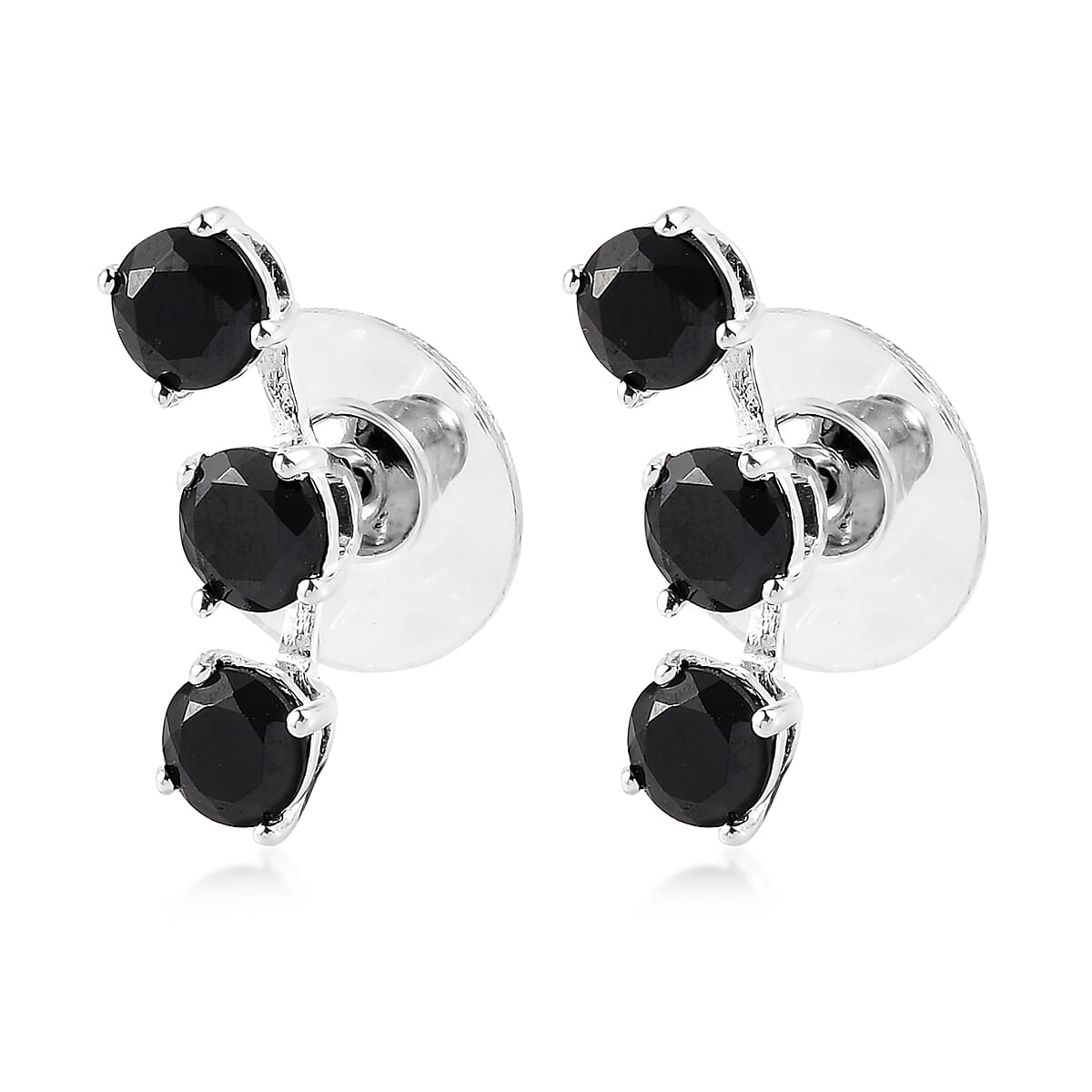 Thai Black Spinel Earrings in Sterling Silver 3.90 ctw image number 3