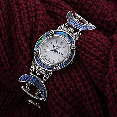 Eon 1962 Abalone Shell Swiss Movement Watch in Sterling Silver (26mm) (7.50 in)