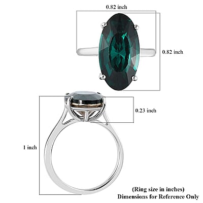 Emerald Crystal Solitaire Ring in Sterling Silver (Size 10.0)