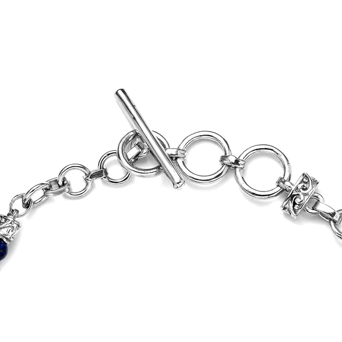 Karis Lapis Lazuli Toggle Clasp Bracelet in Platinum Bond & Stainless Steel (6.50 In) 26.65 ctw image number 3