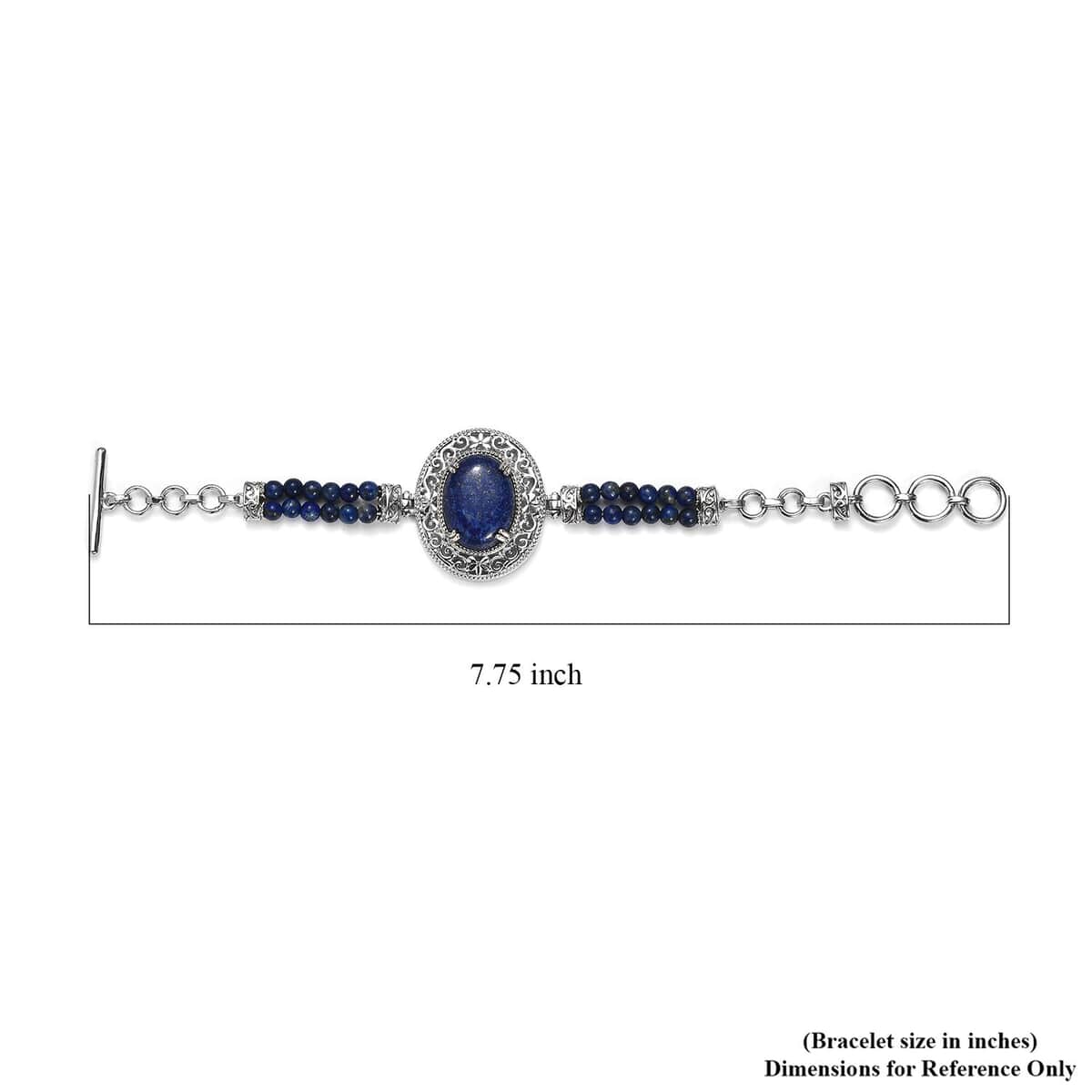 Karis Lapis Lazuli Toggle Clasp Bracelet in Platinum Bond & Stainless Steel (6.50 In) 26.65 ctw image number 4