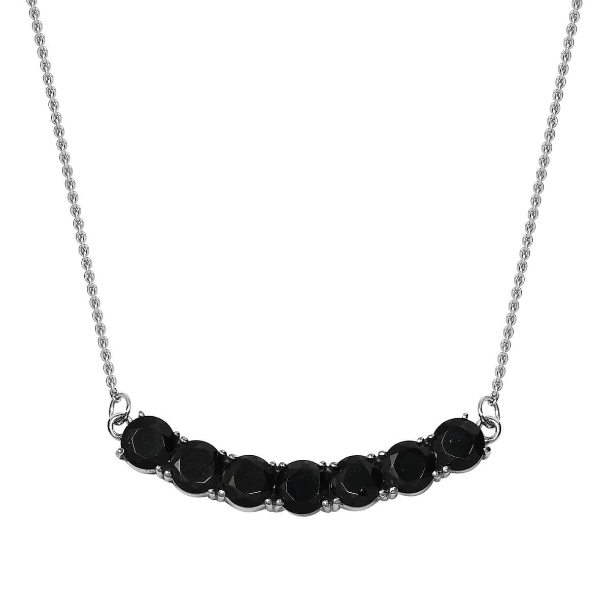 Thai Black Spinel 7.30 ctw Necklace in Stainless Steel 18 Inches, Tarnish-Free, Waterproof, Sweat Proof Jewelry image number 2