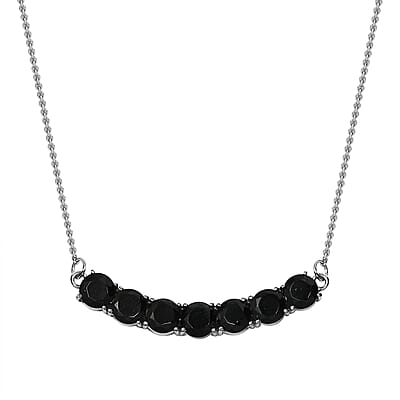 Thai Black Spinel 7.30 ctw Necklace in Stainless Steel 18 Inches, Tarnish-Free, Waterproof, Sweat Proof Jewelry