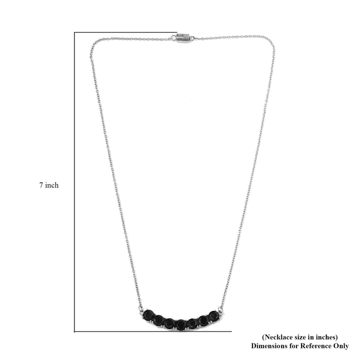 Thai Black Spinel 7.30 ctw Necklace in Stainless Steel 18 Inches, Tarnish-Free, Waterproof, Sweat Proof Jewelry image number 4