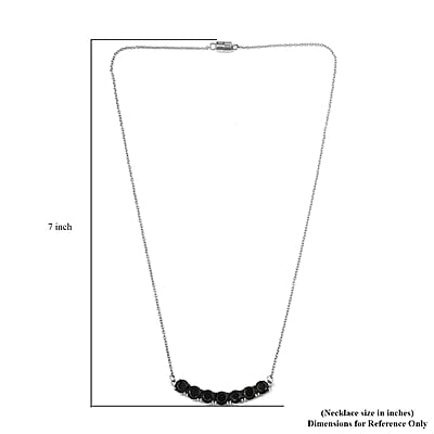 Thai Black Spinel 7.30 ctw Necklace in Stainless Steel 18 Inches, Tarnish-Free, Waterproof, Sweat Proof Jewelry