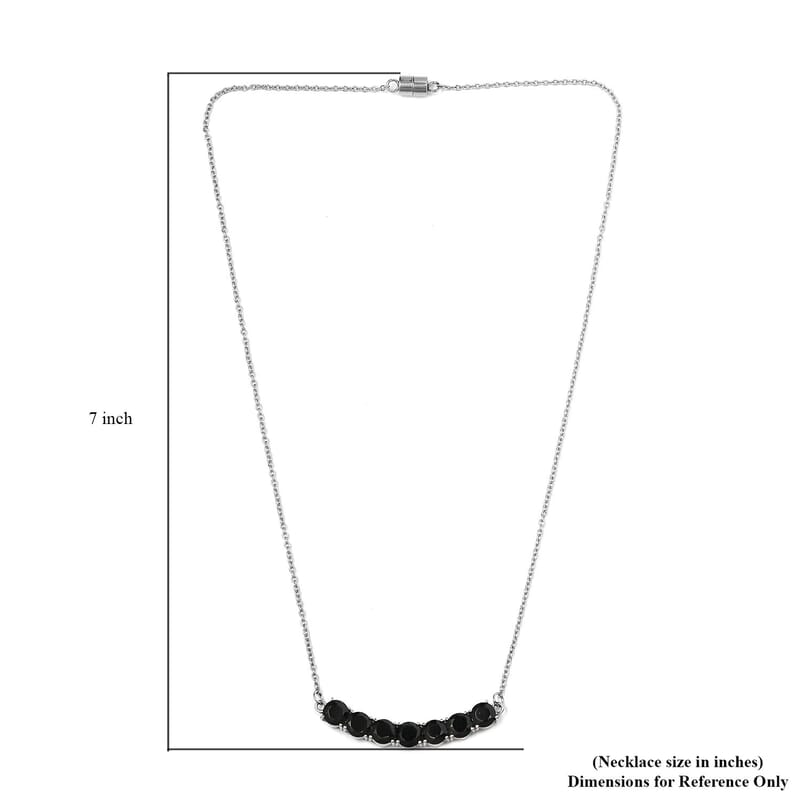 Thai Black Spinel 7.30 ctw Necklace in Stainless Steel 18 Inches, Tarnish-Free, Waterproof, Sweat Proof Jewelry