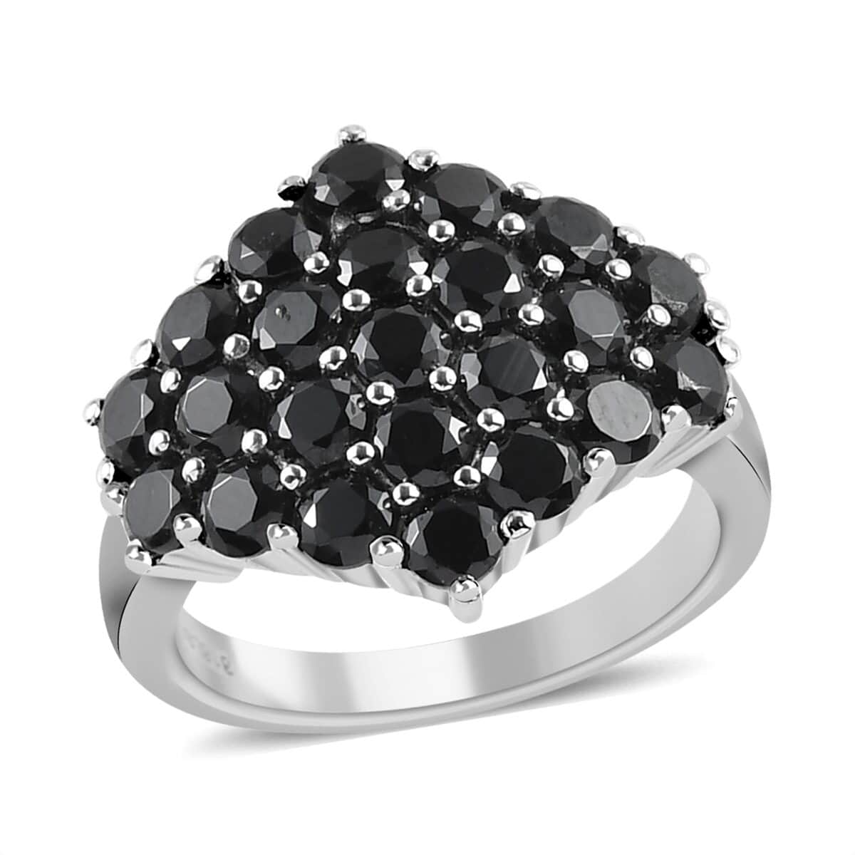 Natural Thai Black Spinel Ring in Stainless Steel 3.25 ctw image number 0