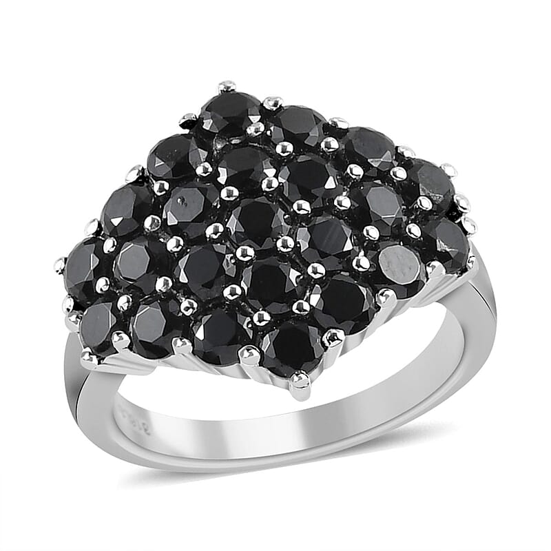 Thai Black Spinel Ring in Stainless Steel (Size 10.0) 3.25 ctw | Tarnish-Free, Waterproof, Sweat Proof Jewelry