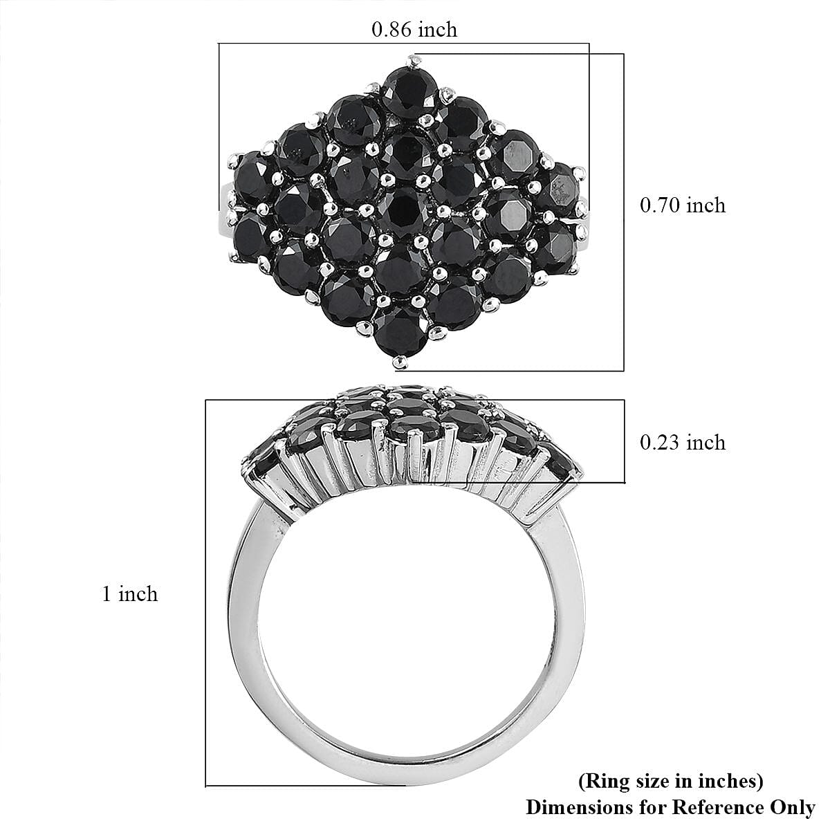 Thai Black Spinel Ring in Stainless Steel (Size 7.0) 3.25 ctw , Tarnish-Free, Waterproof, Sweat Proof Jewelry image number 5
