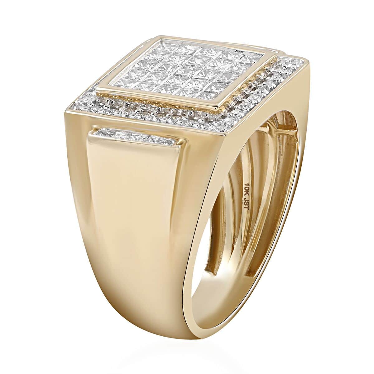 NY Closeout 10K Yellow Gold Diamond Men's Ring (Size 9.0) 8.85 Grams 2.00 ctw image number 3