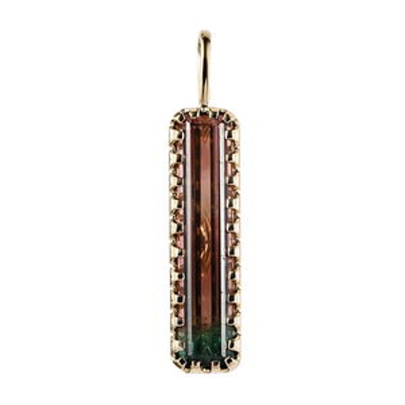 Luxoro 10K Yellow Gold Premium Watermelon Tourmaline Pendant 10.90 ctw