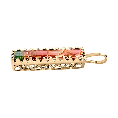 Luxoro 10K Yellow Gold Premium Watermelon Tourmaline Pendant 10.90 ctw