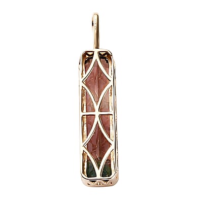 Luxoro 10K Yellow Gold Premium Watermelon Tourmaline Pendant 10.90 ctw