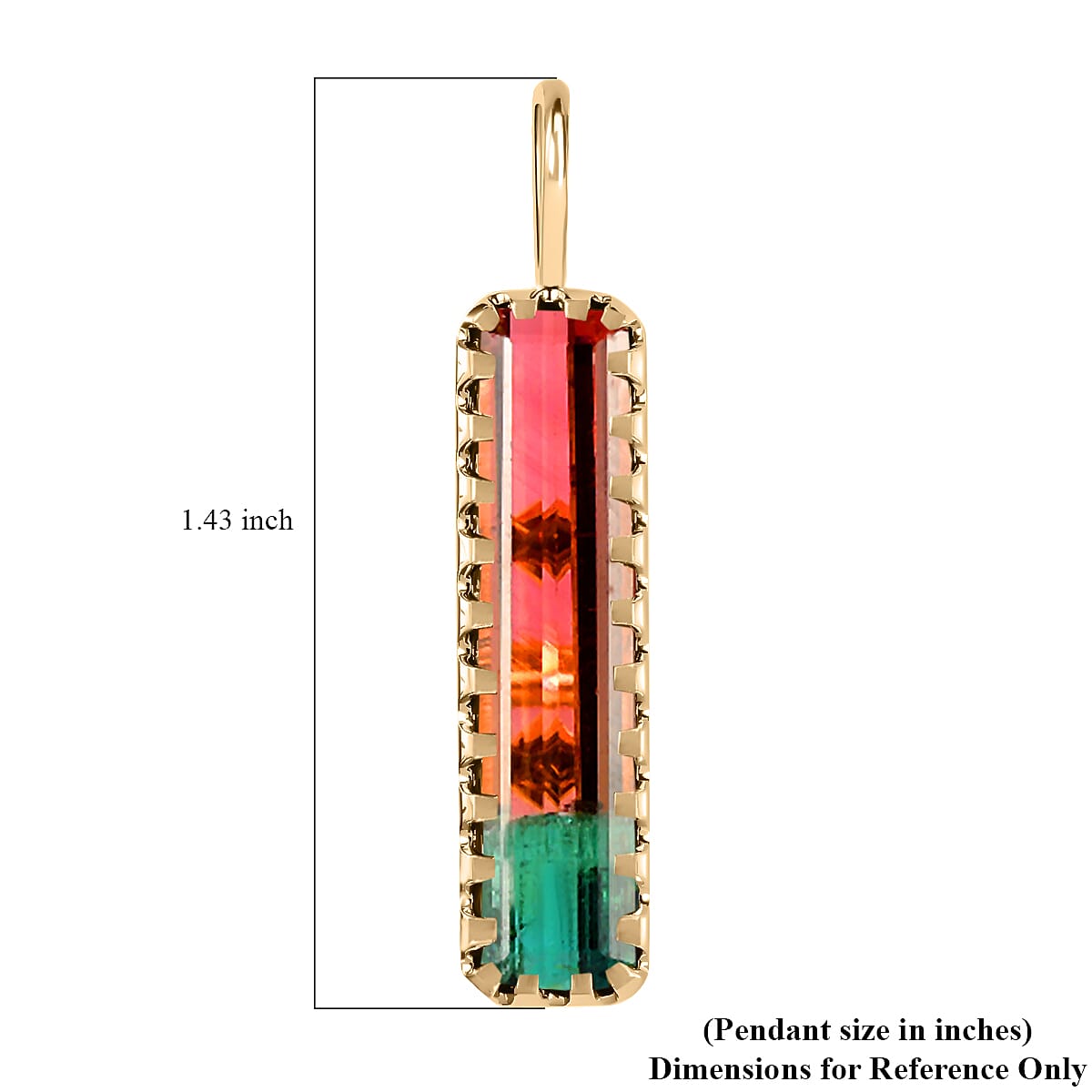 Luxoro 10K Yellow Gold Premium Watermelon Tourmaline Pendant 10.90 ctw