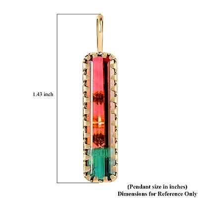 Luxoro 10K Yellow Gold Premium Watermelon Tourmaline Pendant 10.90 ctw