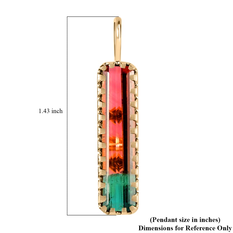 Luxoro 10K Yellow Gold Premium Watermelon Tourmaline Pendant 10.90 ctw