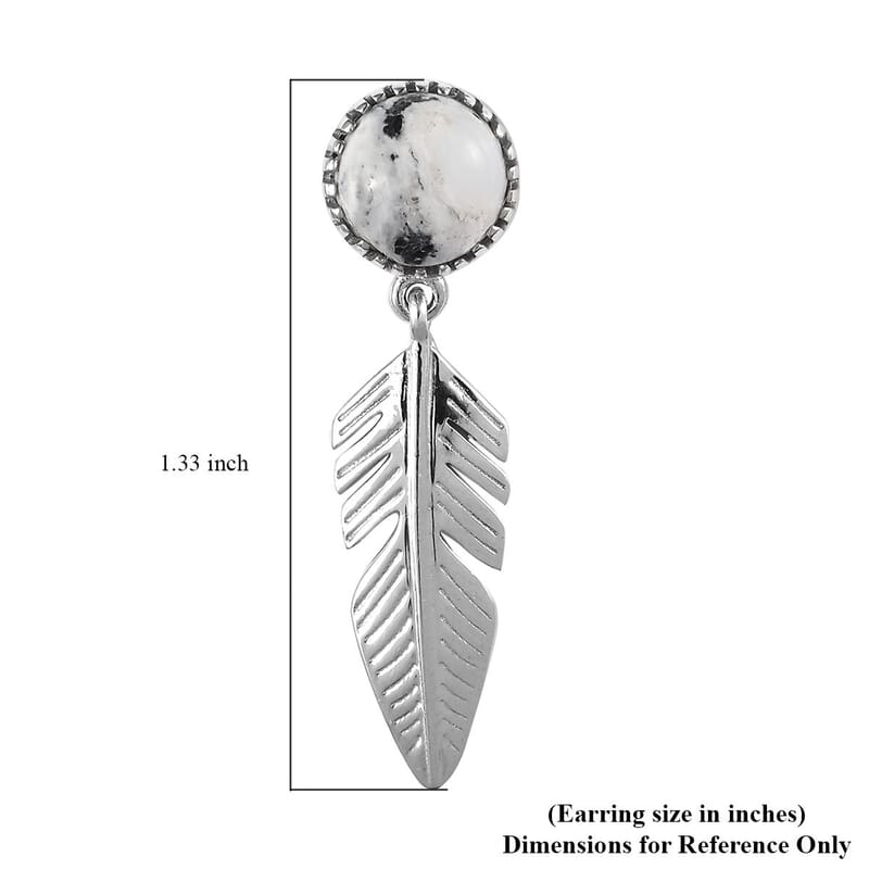White Buffalo Feather Earrings in Platinum Over Sterling Silver 3.65 ctw