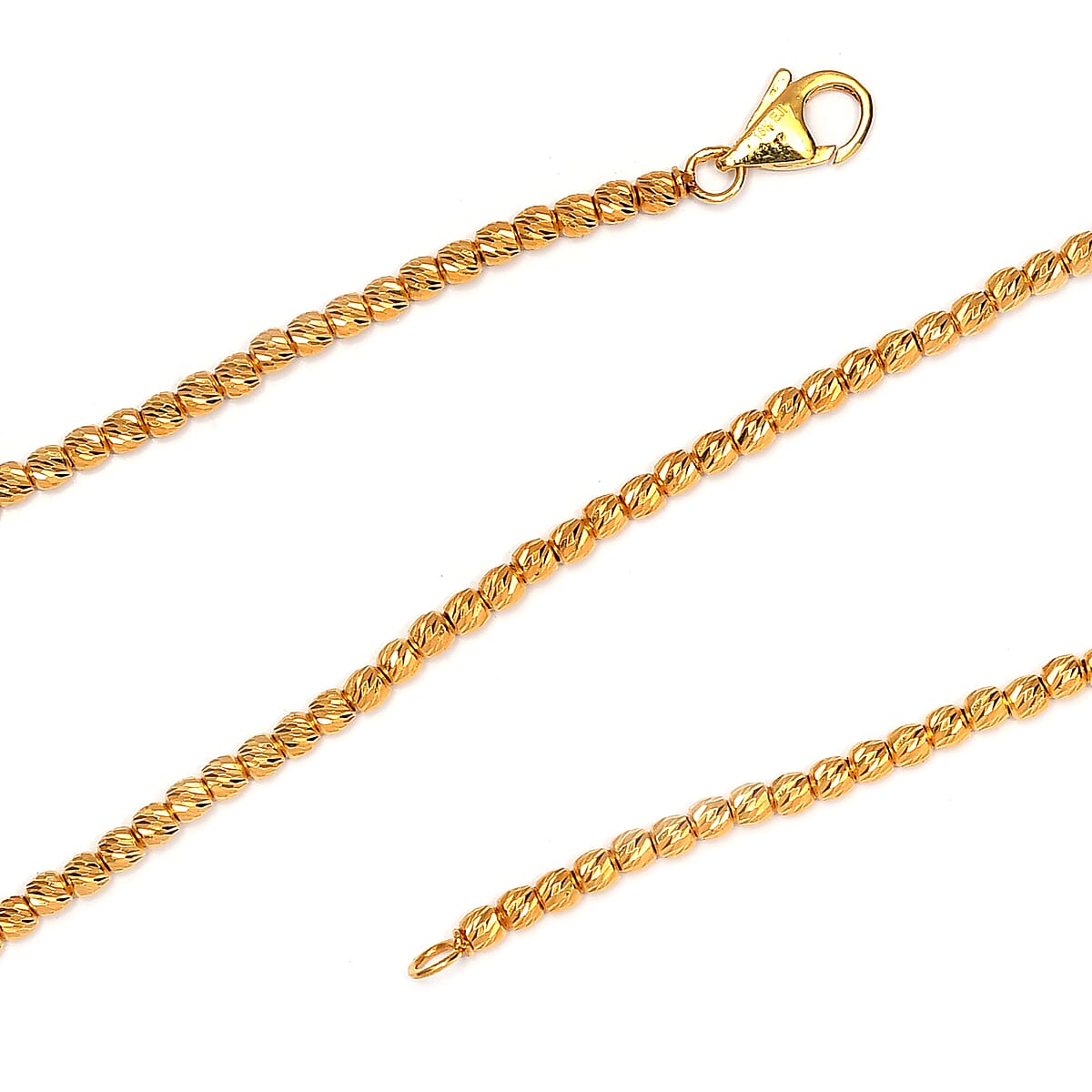 18K Yellow Gold Diamond-Cut Beaded Necklace 20 Inches 16.60 Grams image number 3