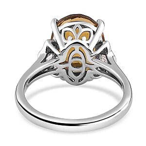 Champagne Quartz and Multi Gemstone 5.14 ctw Ring in Platinum Over Sterling Silver (Size 10)