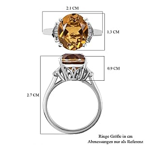 Champagne Quartz and Multi Gemstone 5.14 ctw Ring in Platinum Over Sterling Silver (Size 10)