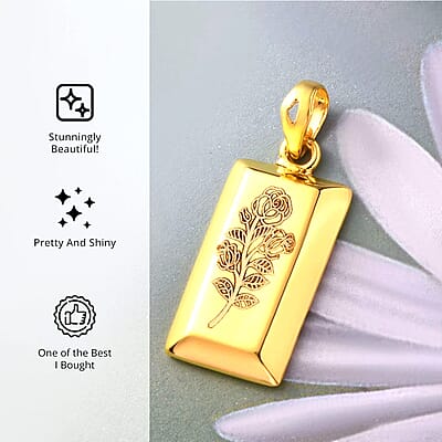 18K Yellow Gold Flower Bar Pendant without Chain 1.40 Grams