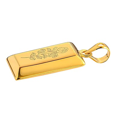 18K Yellow Gold Flower Bar Pendant without Chain 1.40 Grams