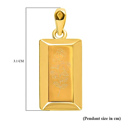 18K Yellow Gold Flower Bar Pendant without Chain 1.40 Grams