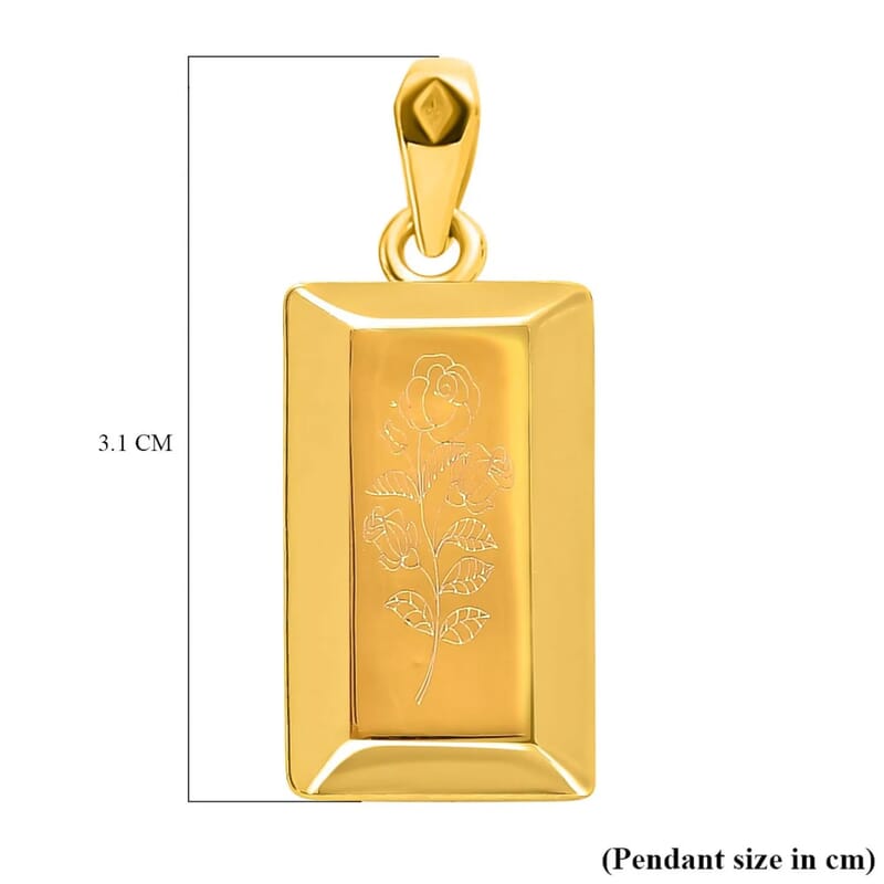 18K Yellow Gold Flower Bar Pendant without Chain 1.40 Grams