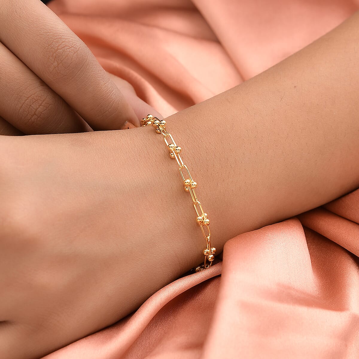 18K Yellow Gold Horseshoe Link Chain Bracelet (6.50 In) 5.80 Grams image number 2